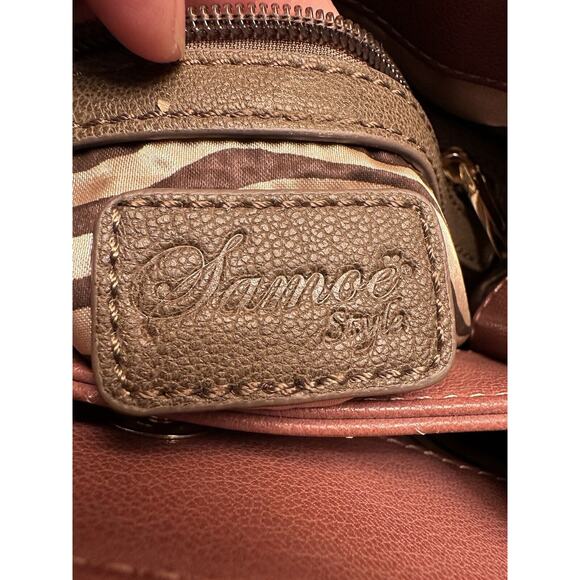 SAMOE STYLE ADJUSTABLE STRAP BUCKET PURSE Pink Leather Boho - Picture 8 of 16